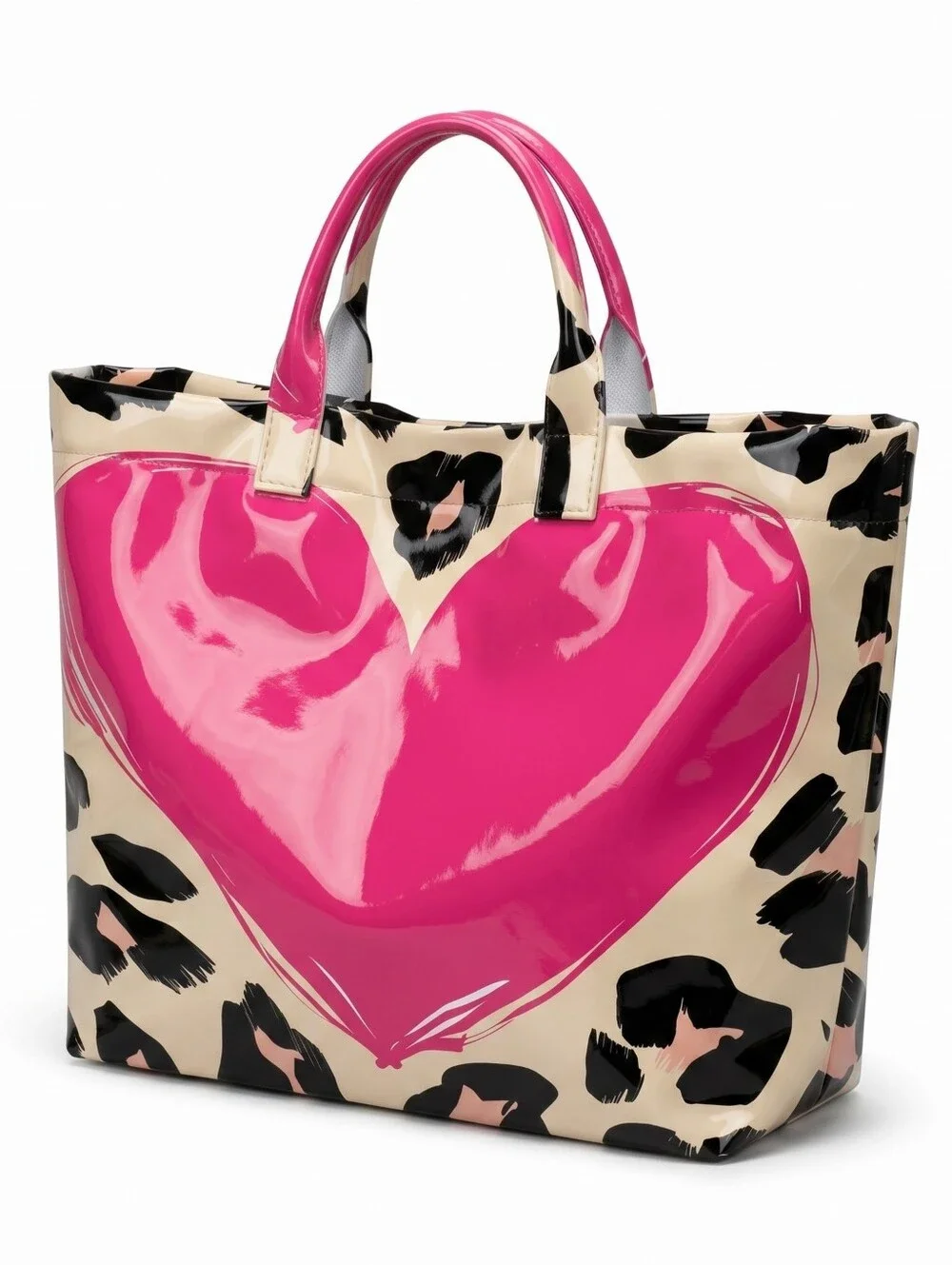 Heart Leopard Print Stylish Tote Bag - Picture 3 of 11